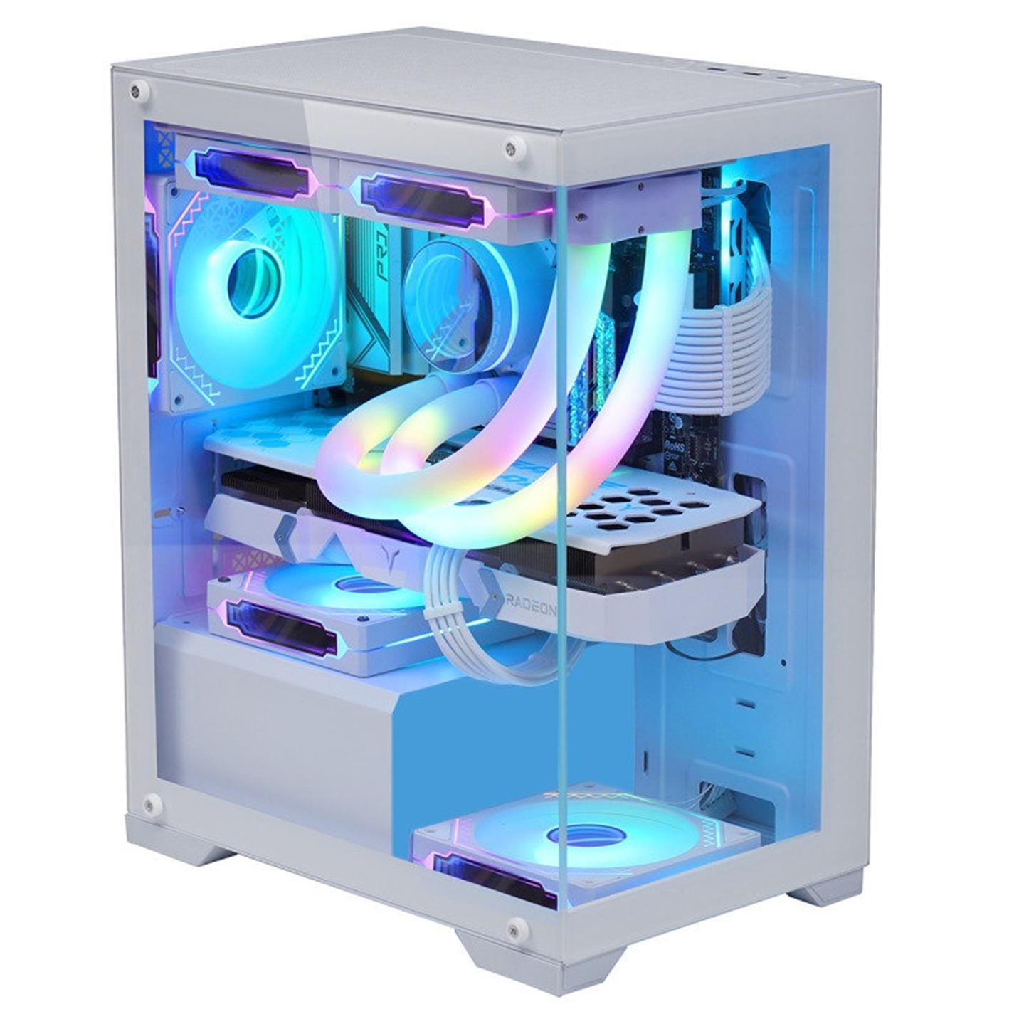 White - CiT - Range Mid Tower Micro ATX Gaming PC Case - White - 8