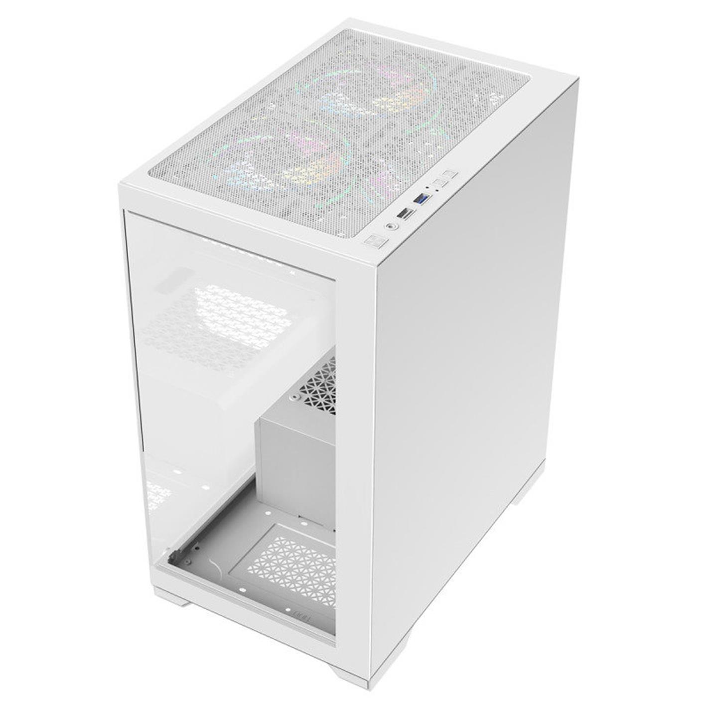 White - CiT - Range Mid Tower Micro ATX Gaming PC Case - White - 9