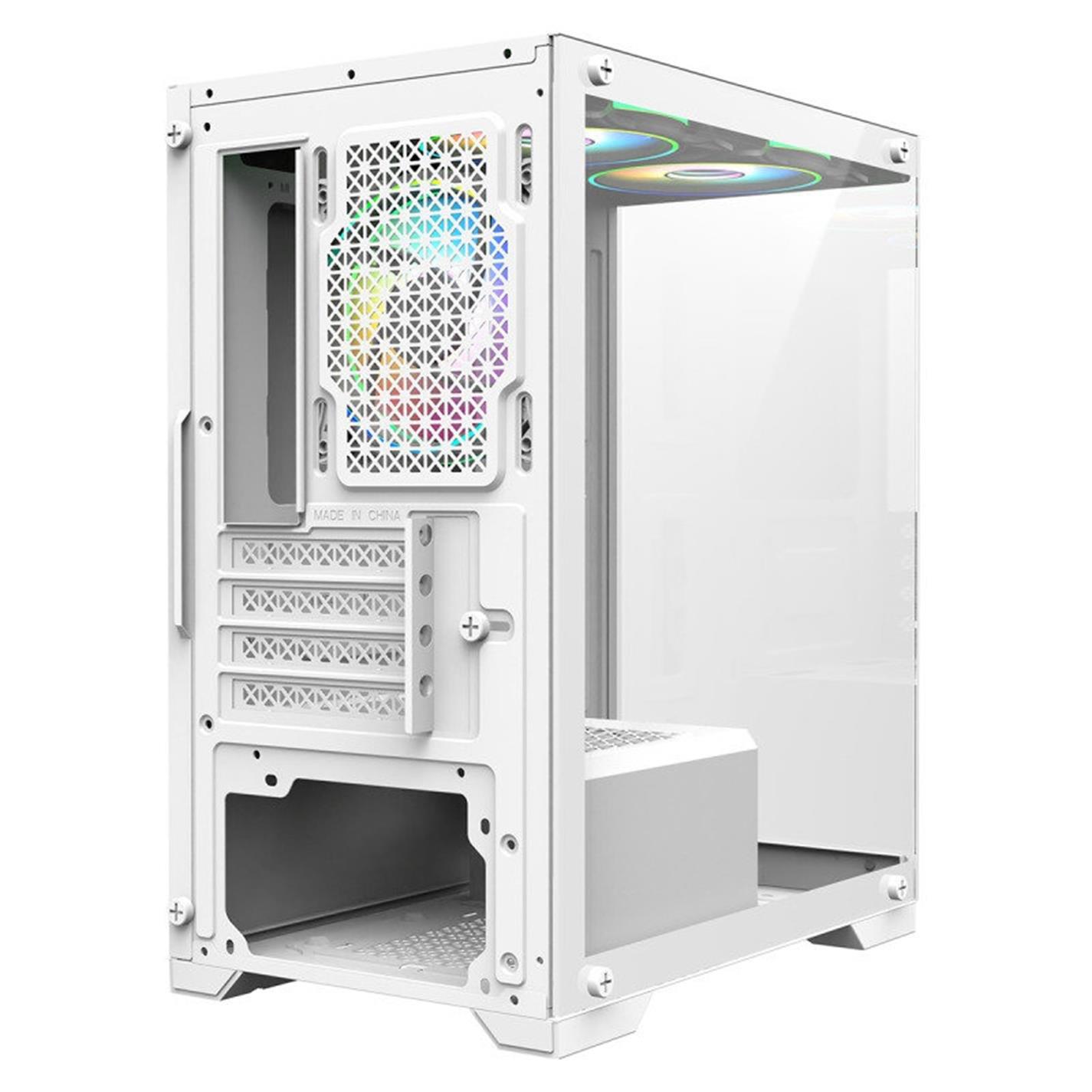 White - CiT - Range Mid Tower Micro ATX Gaming PC Case - White - 10