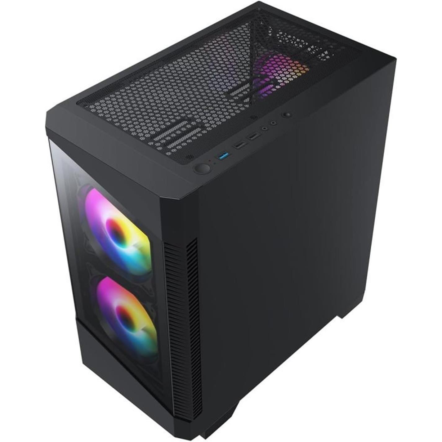 Black - CiT - Level 1 Mini Tower Micro ATX Gaming PC Case - Black - 3
