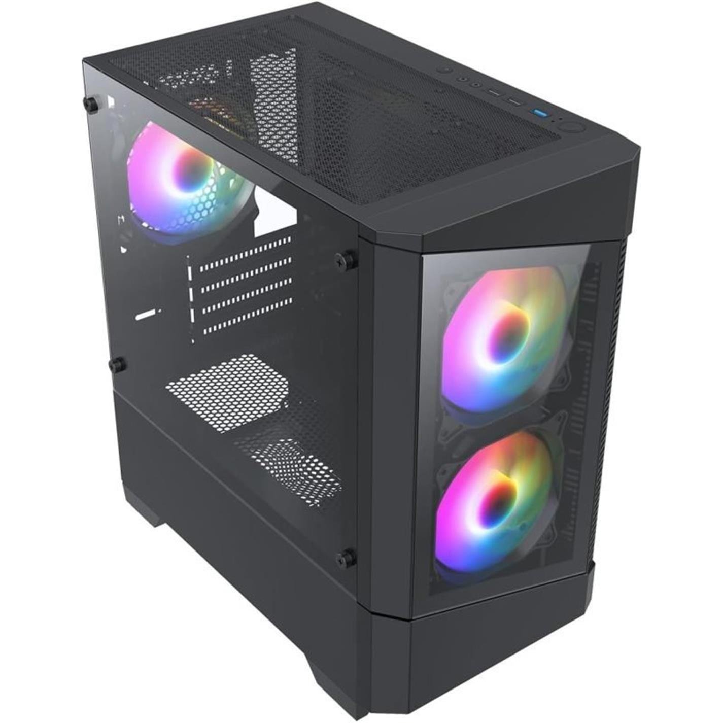 Black - CiT - Level 1 Mini Tower Micro ATX Gaming PC Case - Black - 5