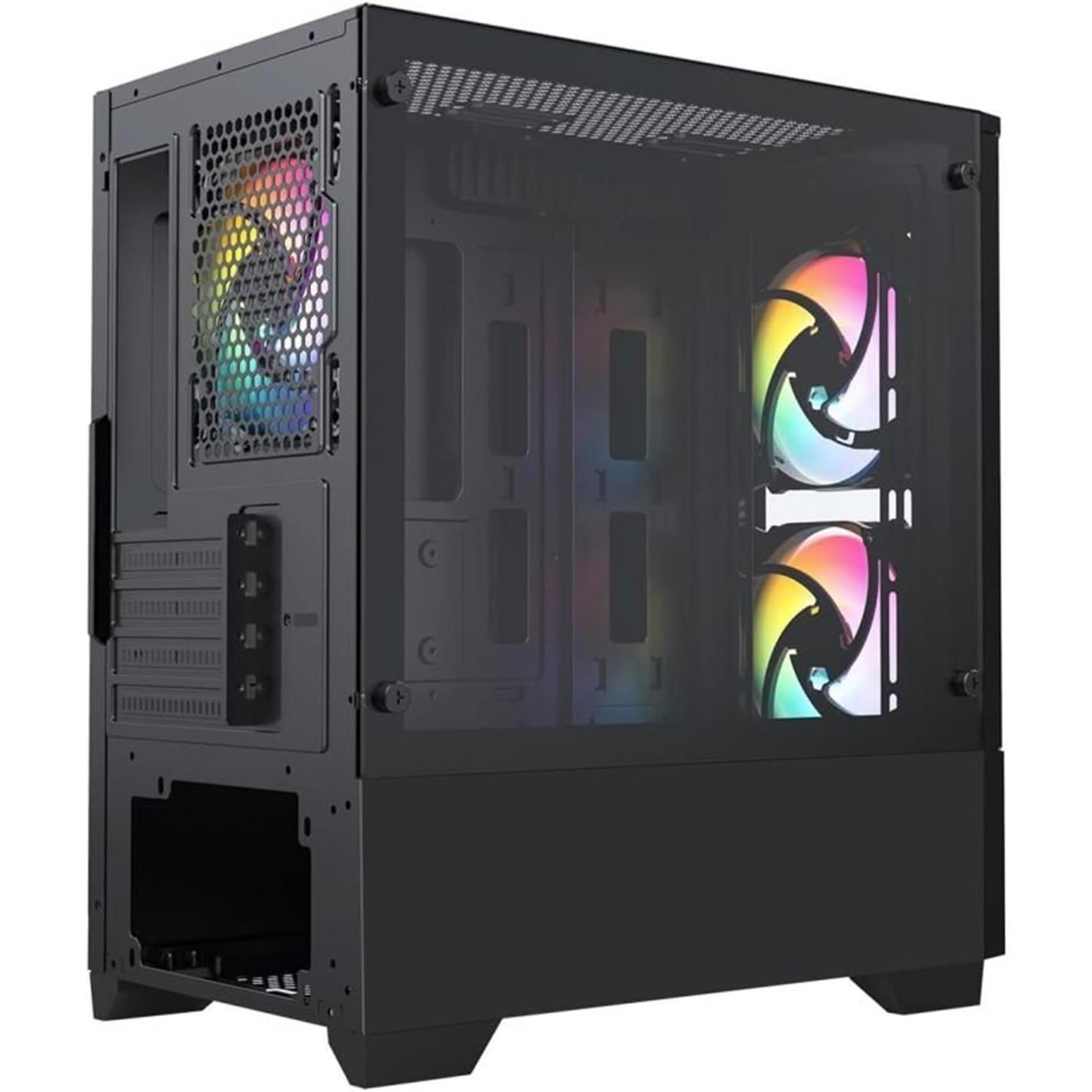 Black - CiT - Level 1 Mini Tower Micro ATX Gaming PC Case - Black - 6