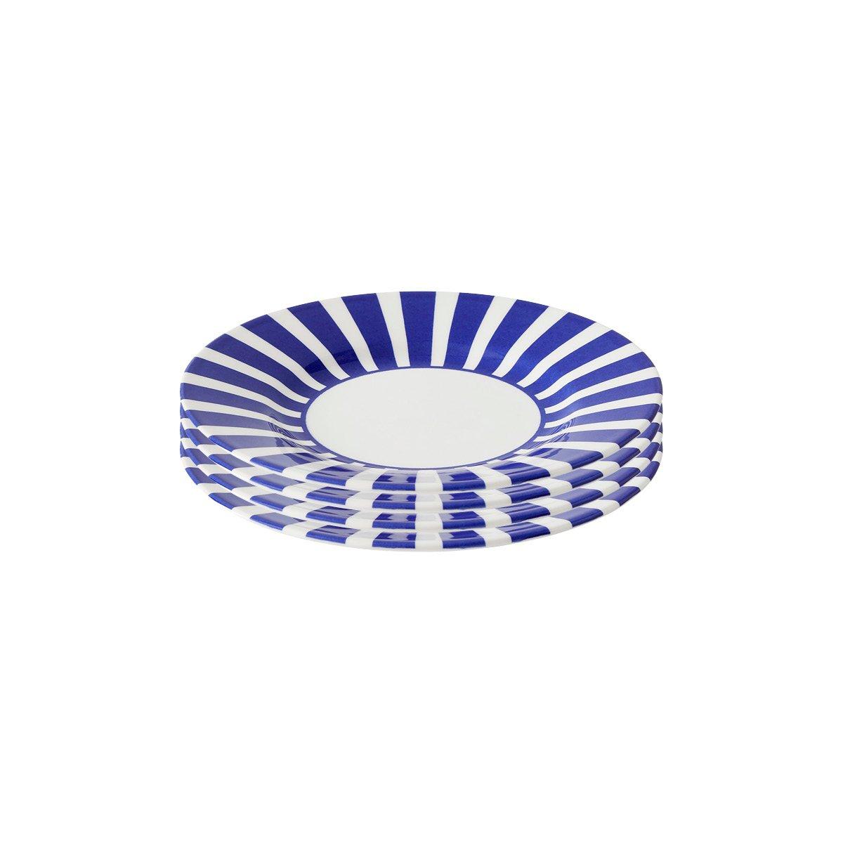 Blue White - Spode - Steccato Bold Stripe Set of 4 18cm Plates - 1