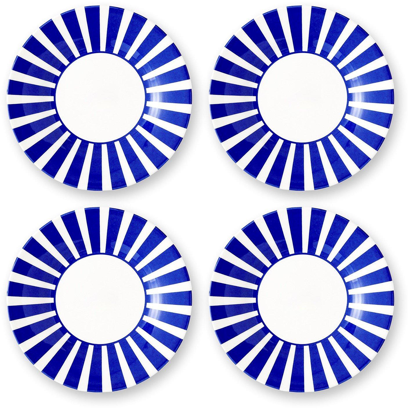 Blue White - Spode - Spode Steccato Bold Stripe Set of 4 18cm Plates - 2