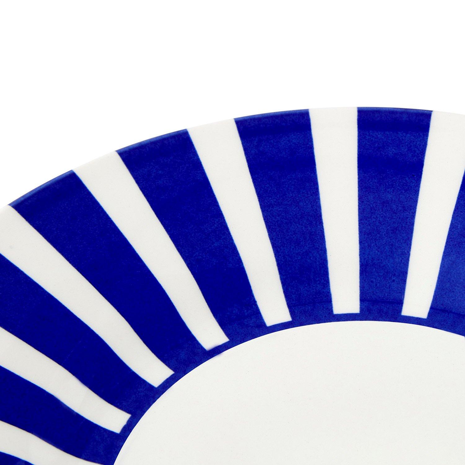 Blue White - Spode - Spode Steccato Bold Stripe Set of 4 18cm Plates - 4