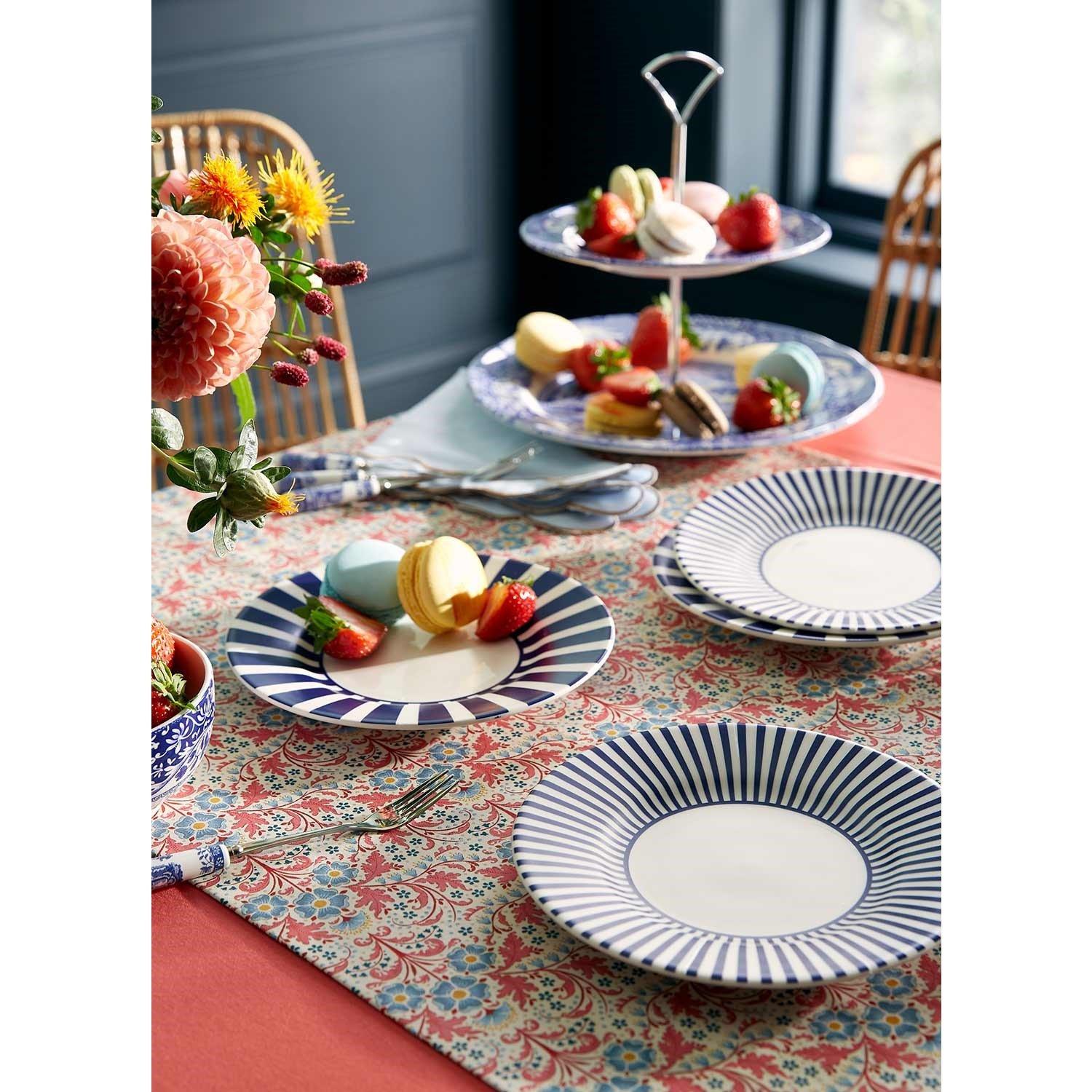 Blue White - Spode - Spode Steccato Bold Stripe Set of 4 18cm Plates - 9