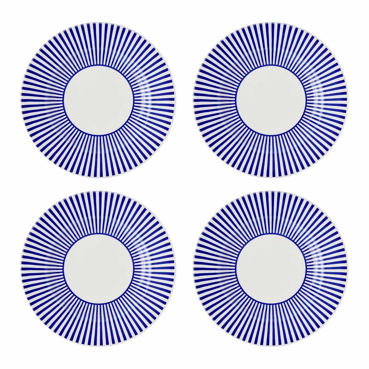 Blue White - Spode - Spode Steccato Narrow Stripe Set of 4 18cm Plates - 1