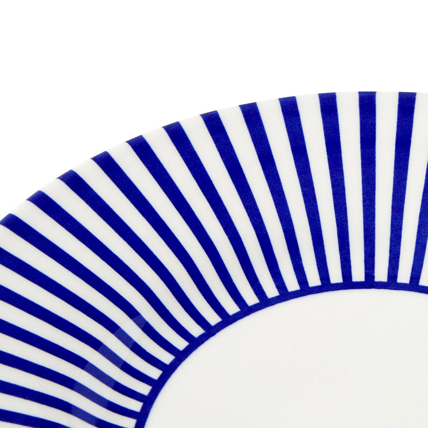 Blue White - Spode - Spode Steccato Narrow Stripe Set of 4 18cm Plates - 4