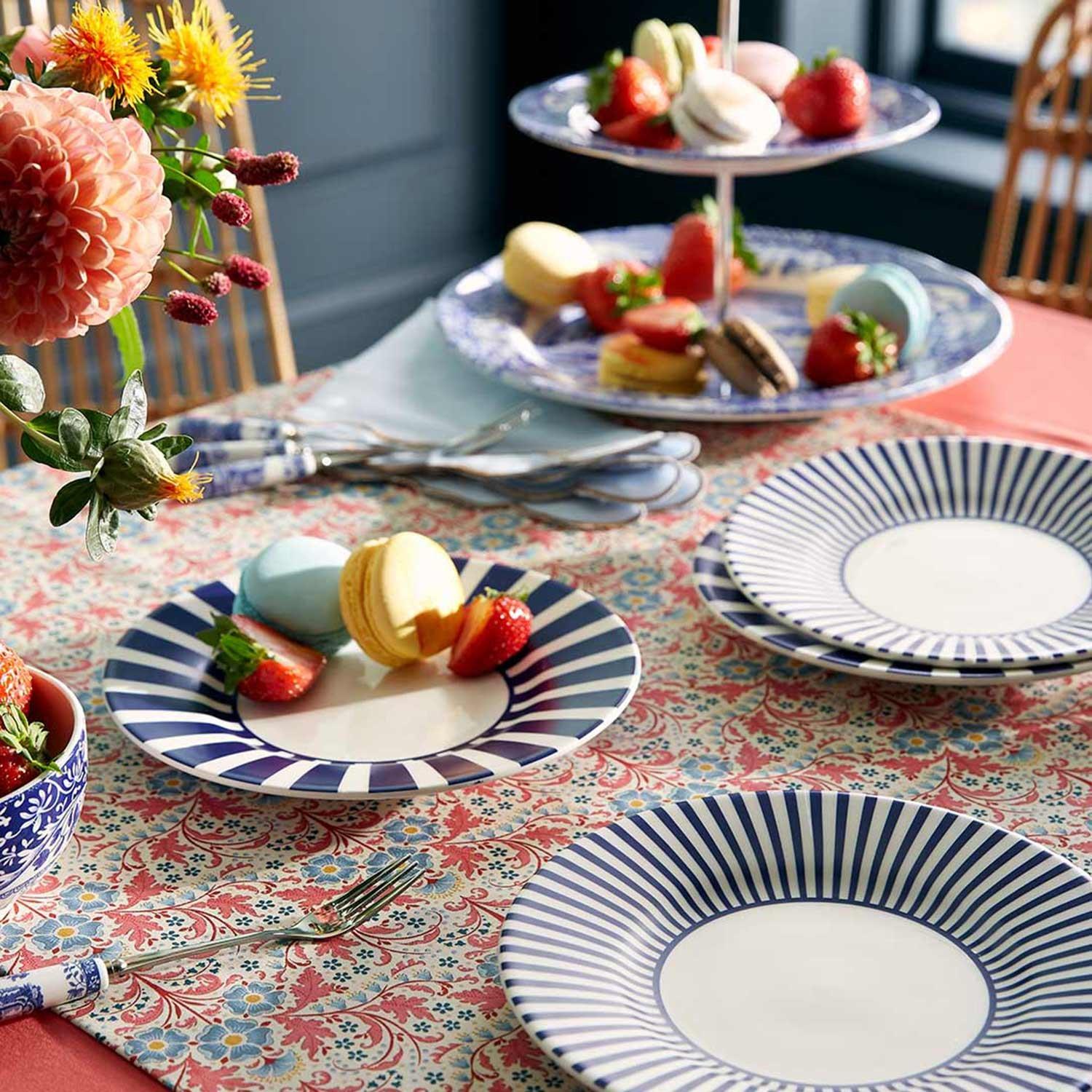 Blue White - Spode - Spode Steccato Narrow Stripe Set of 4 18cm Plates - 7