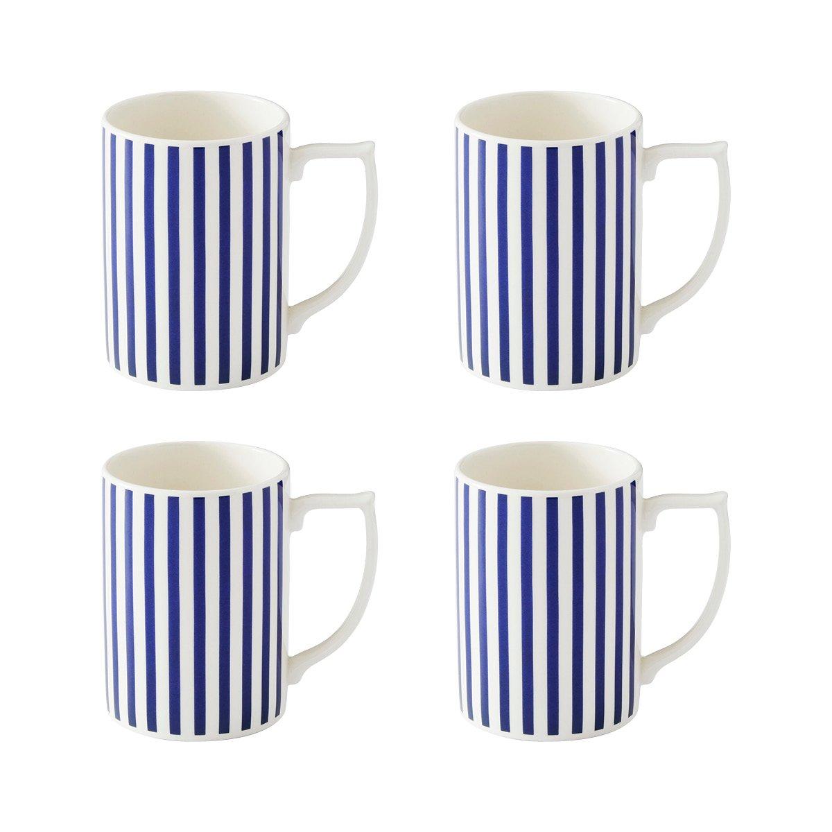 Blue White - Spode - Spode Steccato Set of 4 Narrow Stripe Mug - 1