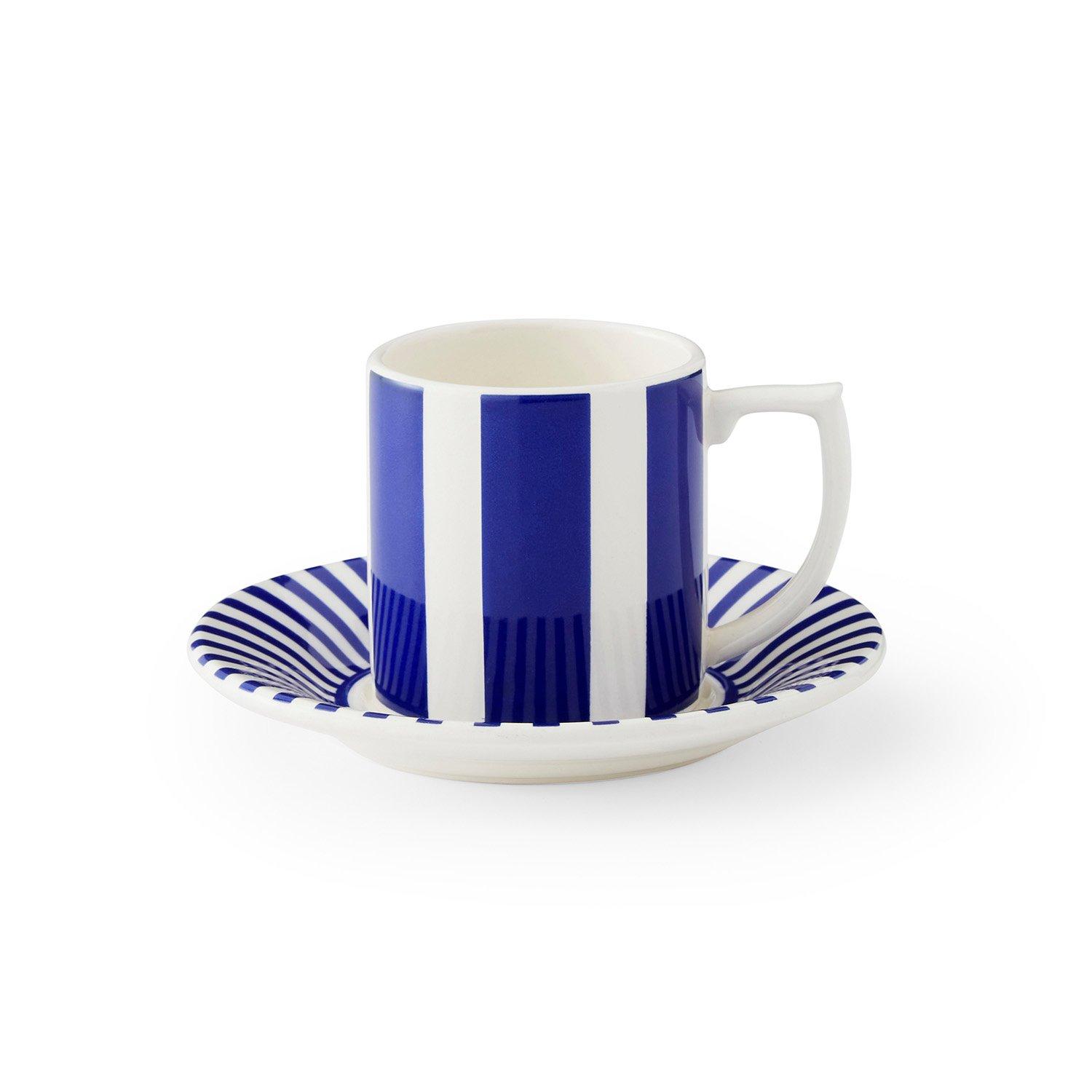 Blue White - Spode - Steccato Set of 4 Espresso Cups & Saucers - 1