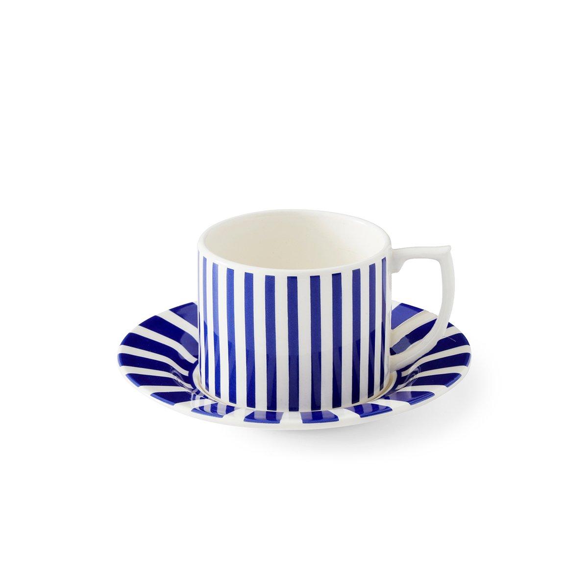 Blue White - Spode - Steccato Set of 4 Teacups & Saucers - 1
