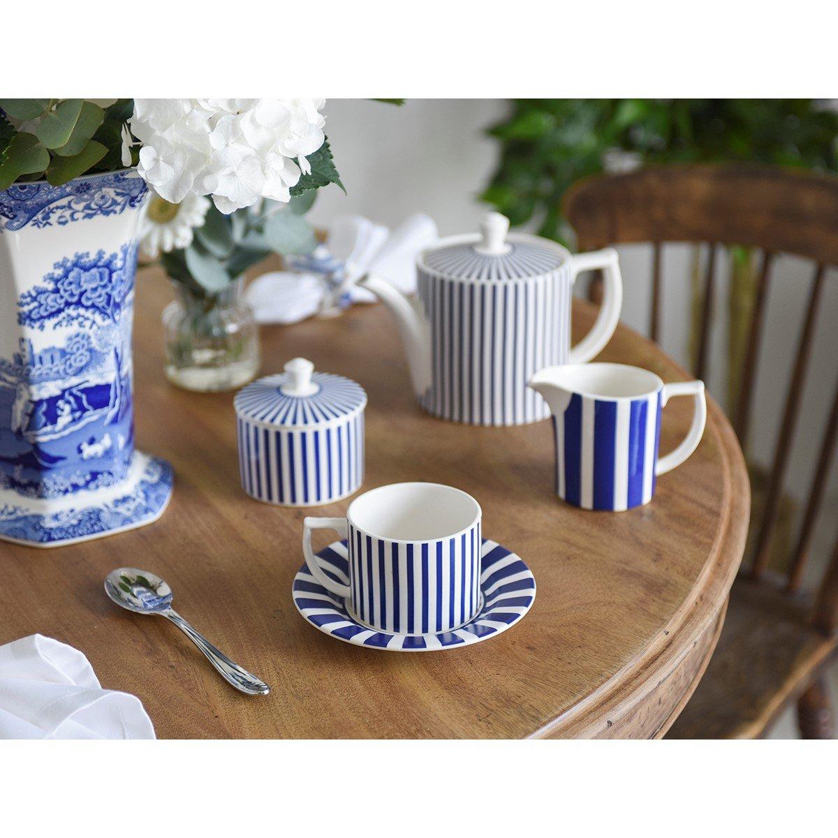 Blue White - Spode - Steccato Set of 4 Teacups & Saucers - 6
