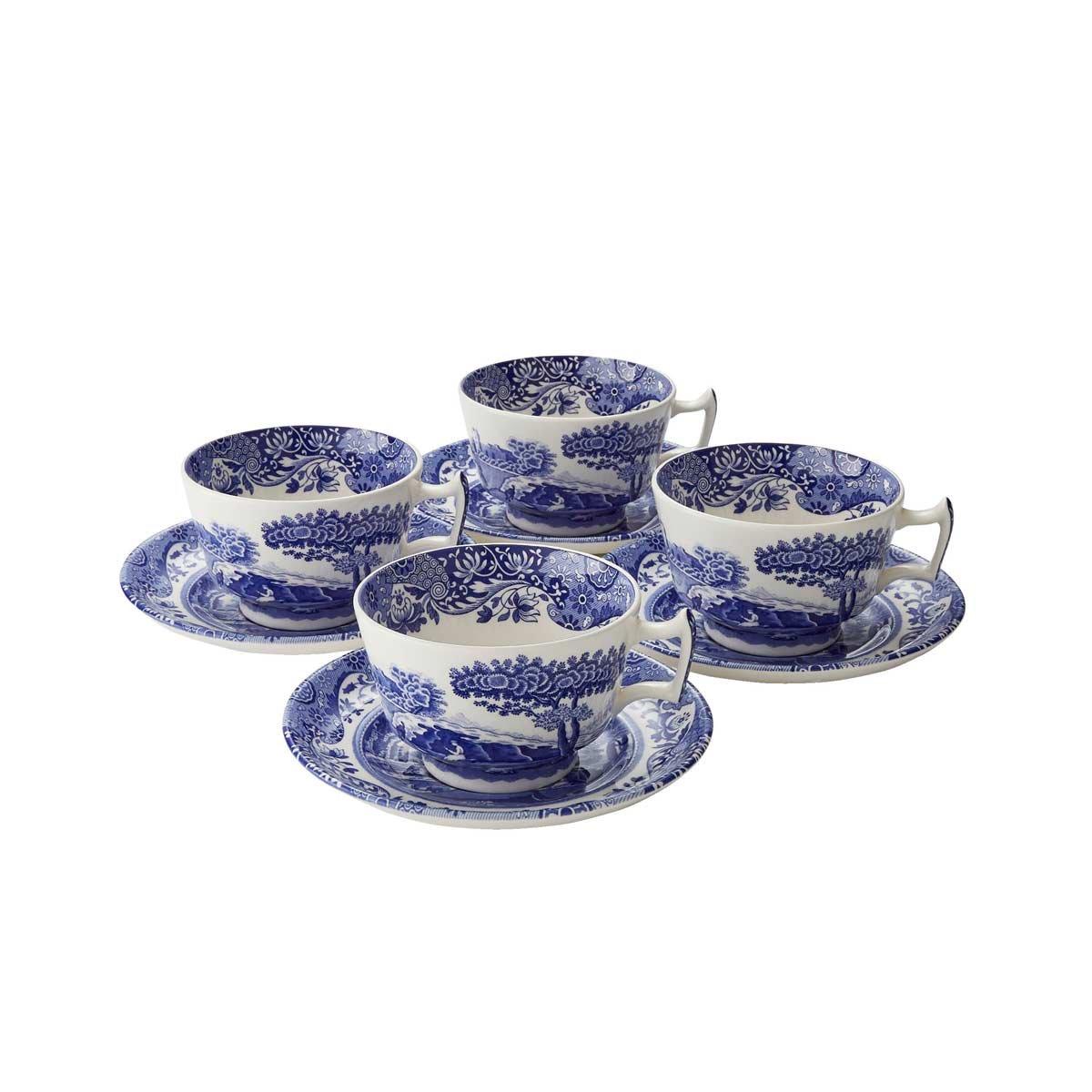 Spode  Italian Cups & Saucers Set Of 4 Blue