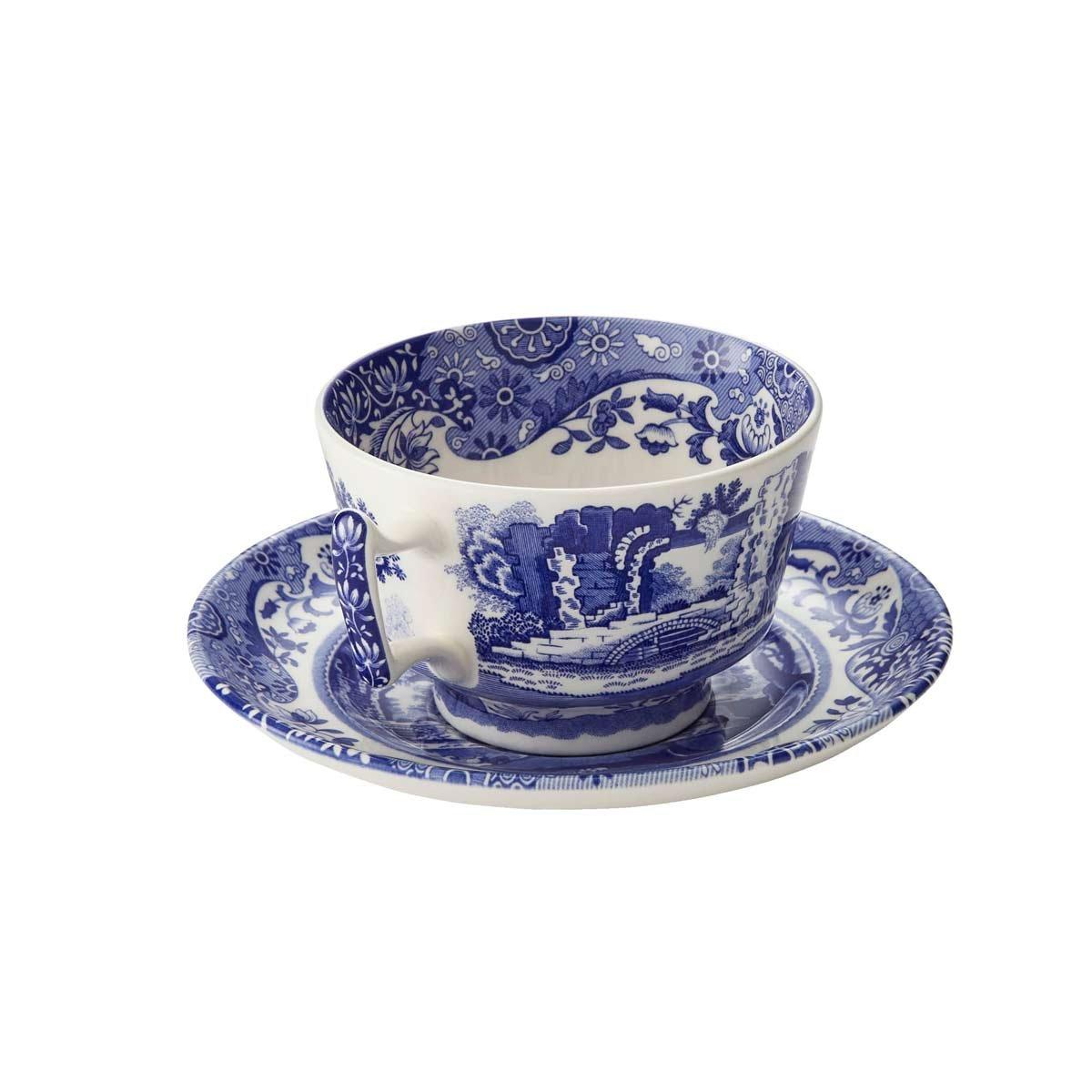 Blue - Spode - Blue Italian Set of 4 Teacups & Saucers - 2