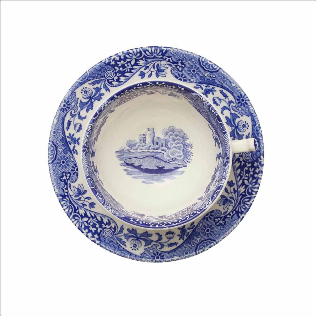 Blue - Spode - Blue Italian Set of 4 Teacups & Saucers - 4