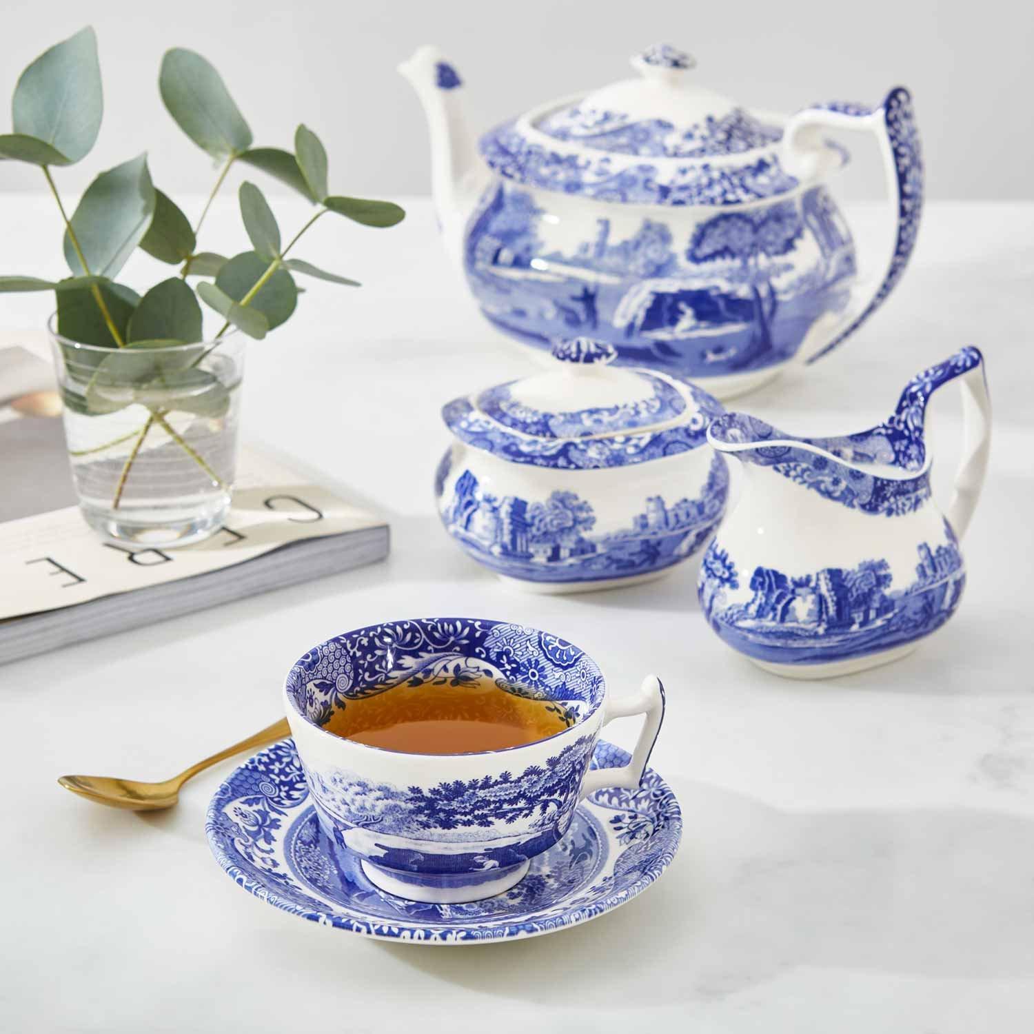 Blue - Spode - Blue Italian Set of 4 Teacups & Saucers - 7