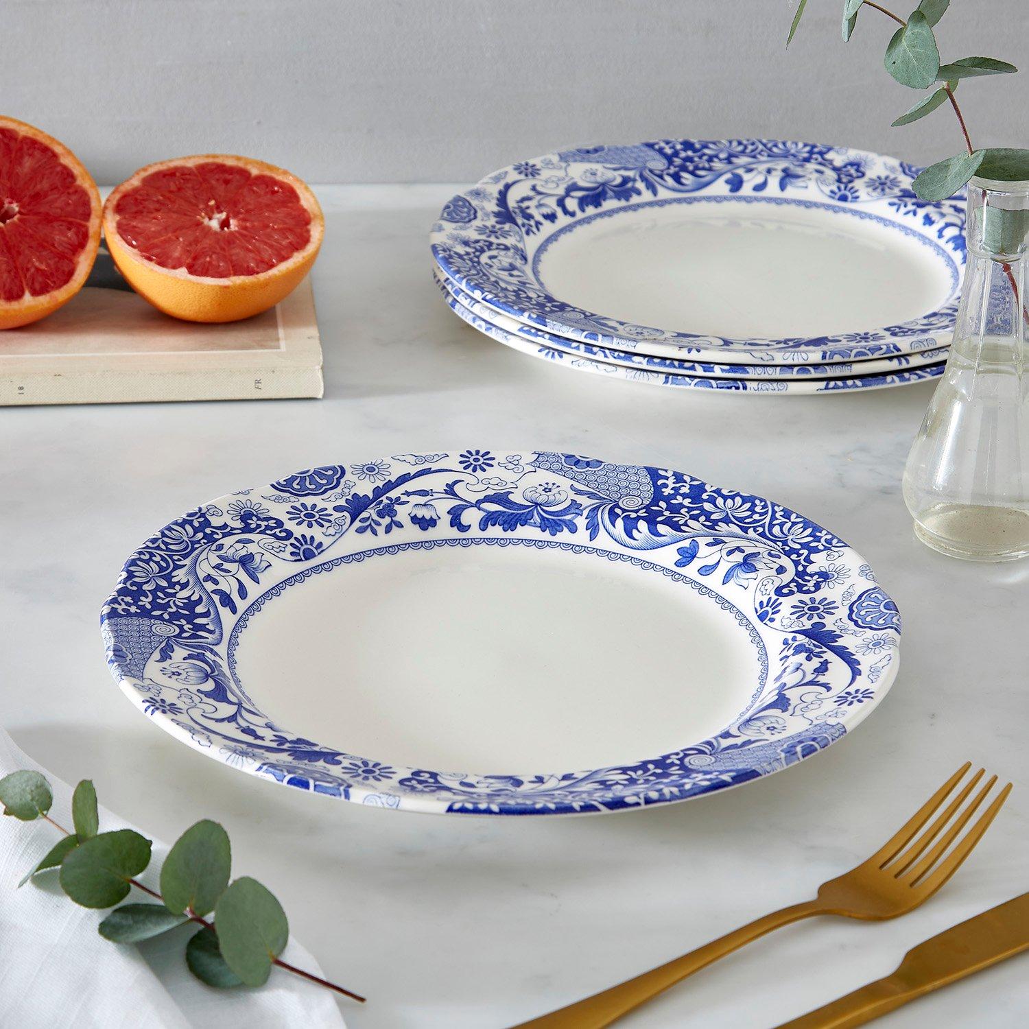 Blue - Spode - Spode Brocato Set of 4 Dinner Plates - 6