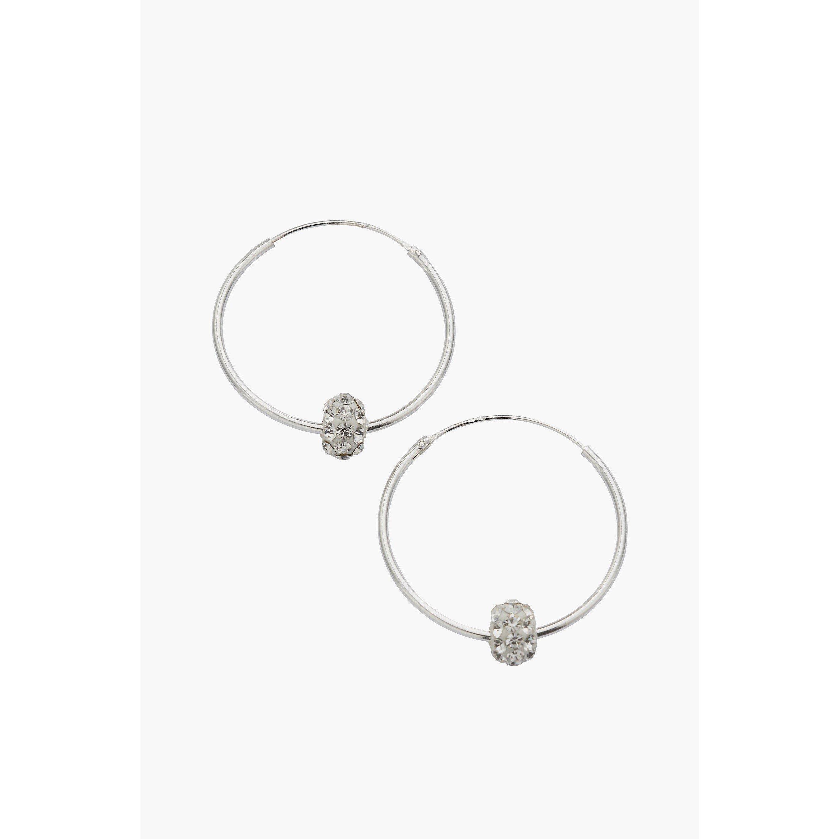 Silver - Be You - Sterling Silver Crystal 25mm Hoop Earrings