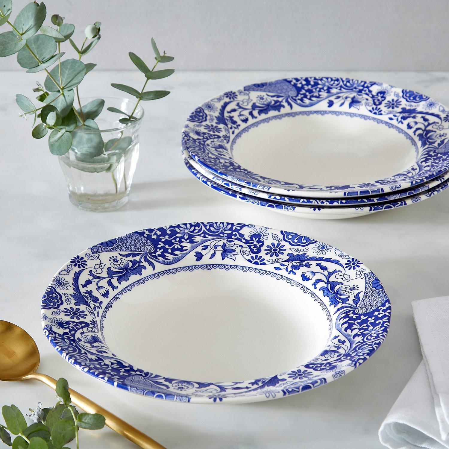 Blue - Spode - Spode Brocato Set of 4 Soup Plates - 7