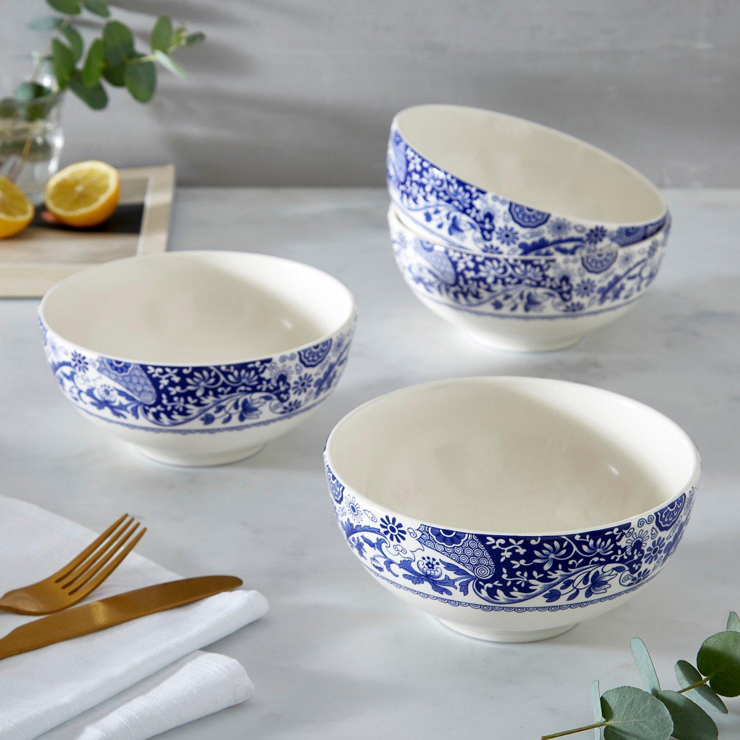 Blue - Spode - Spode Brocato Set of 4 Rimless Bowls - 8
