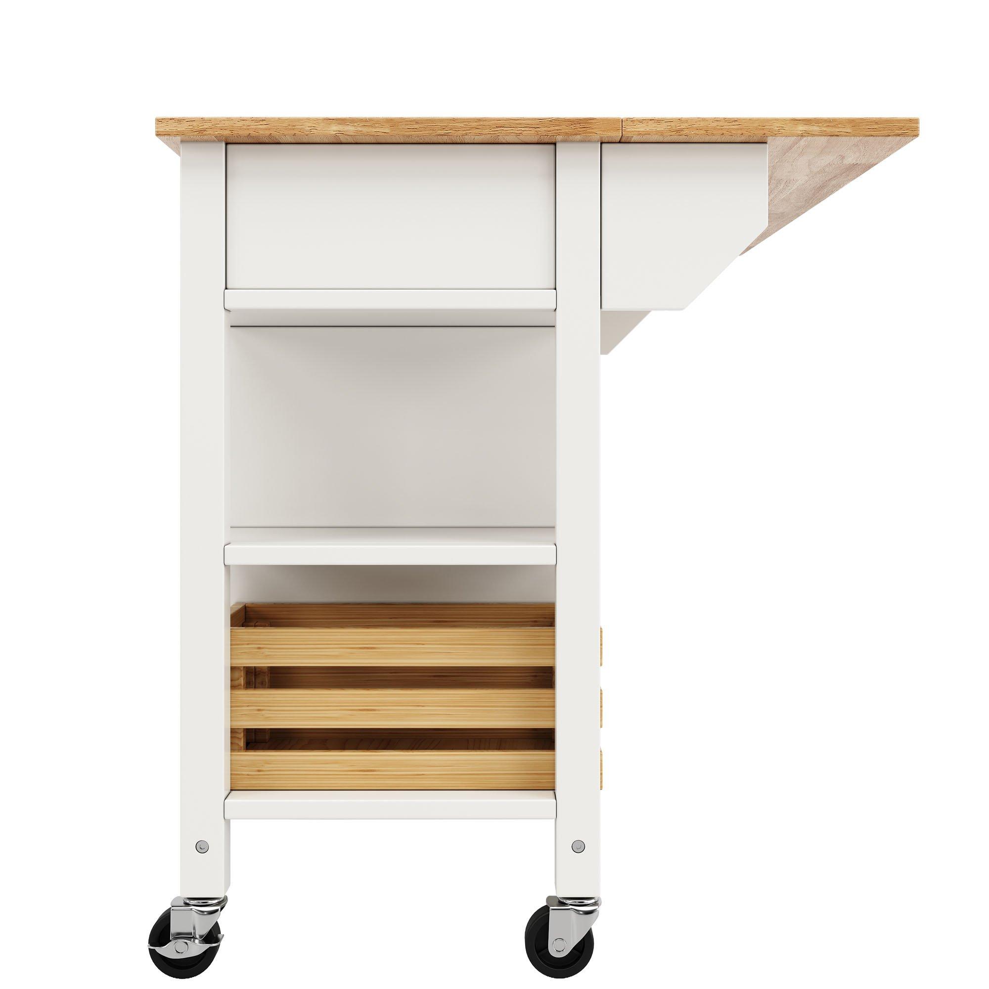 White - Urban Meuble - Utility Cart White Wood Ample Storage Versatile - 3
