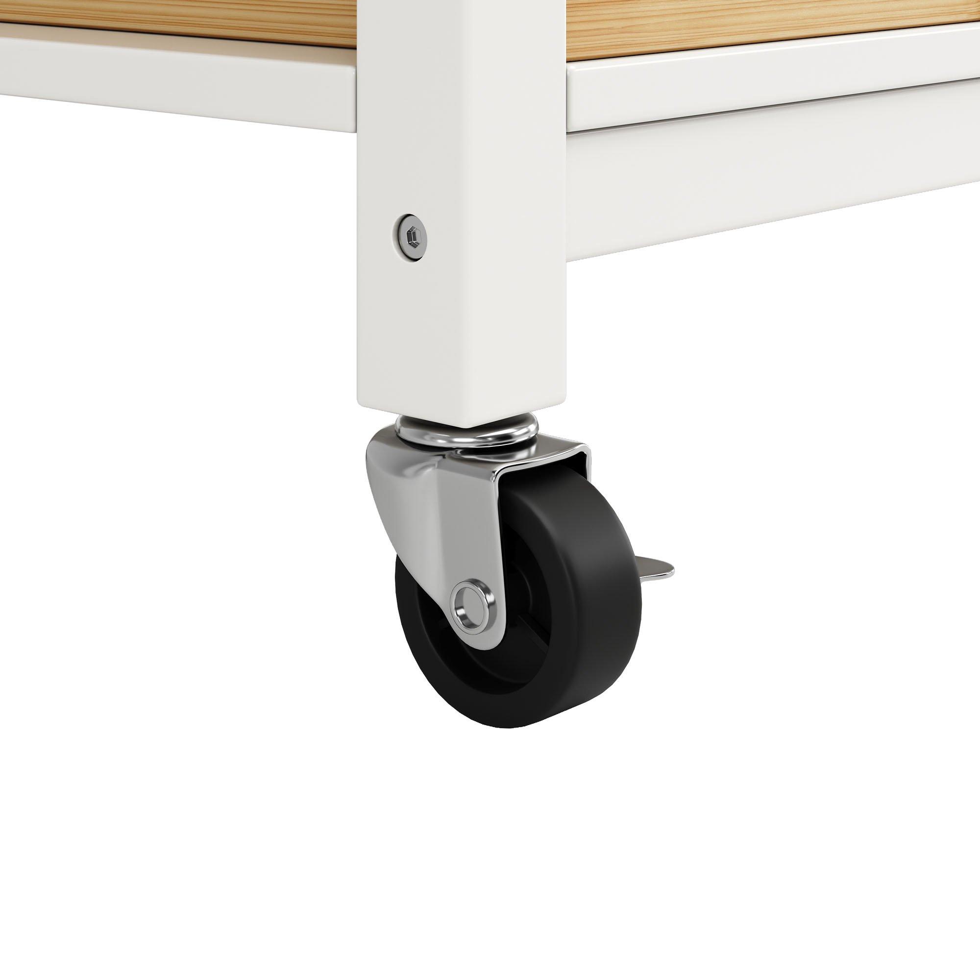 White - Urban Meuble - Wooden Bar Cart with Wheels Ample Storage - 7