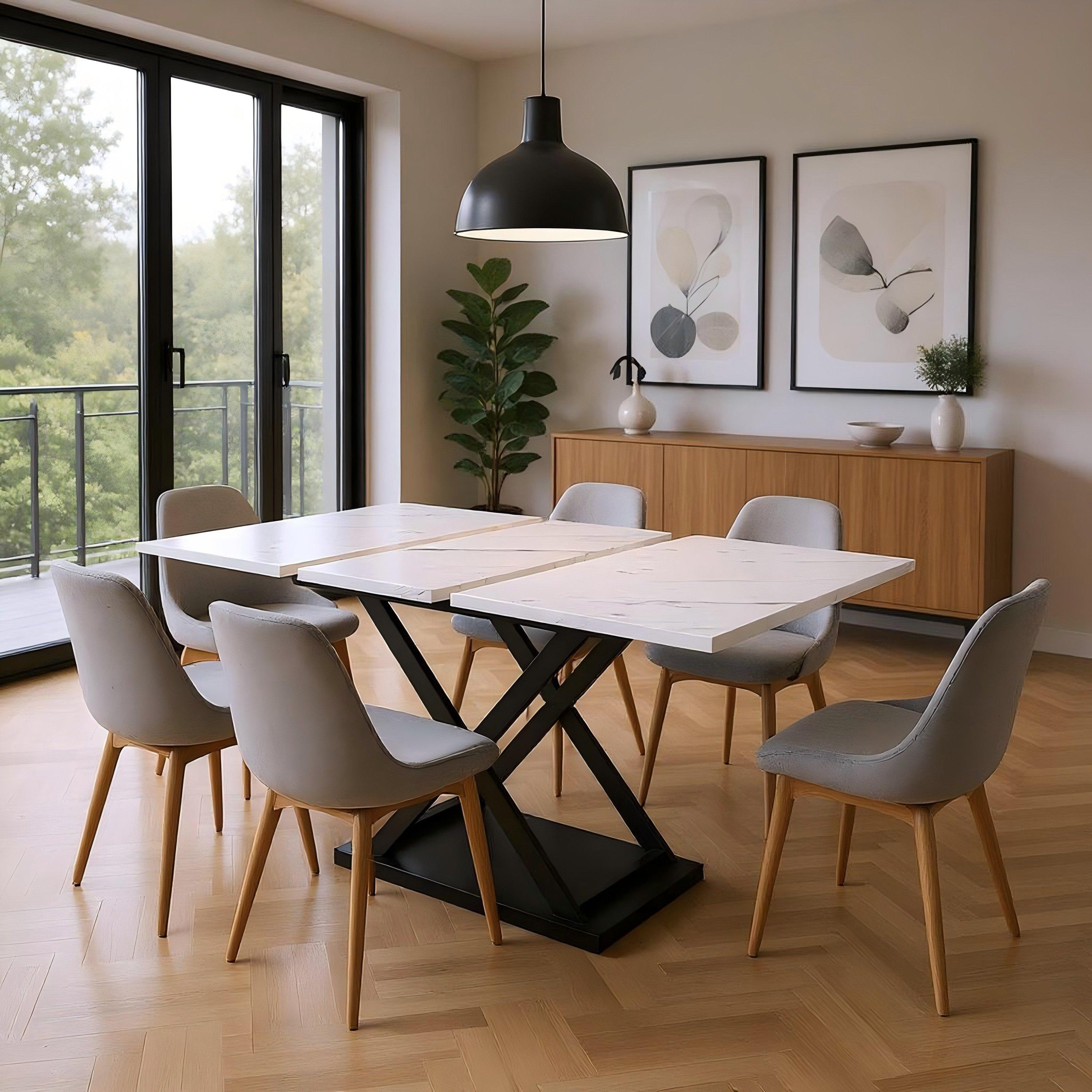 Urban Meuble  Modern Wood Dining Table Stylish Design - White