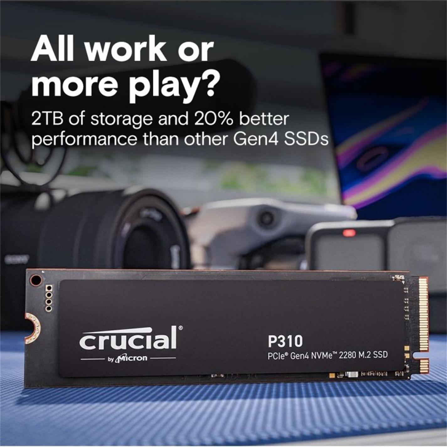 Black - Crucial Technology - P310 2TB Internal M.2 SSD - 3