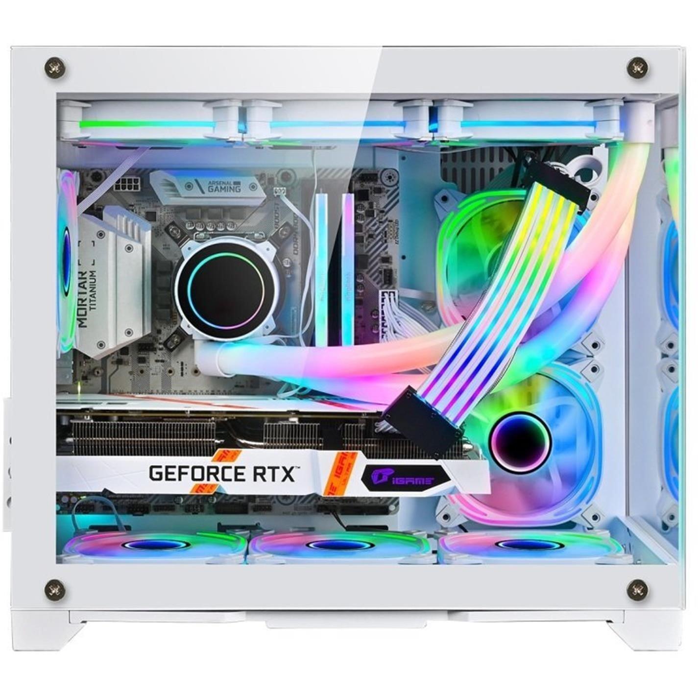 White - CiT - Concept Micro ATX Gaming Cube with TG Front+Side Panels with 3x CiT Tornado Fans - White - 2