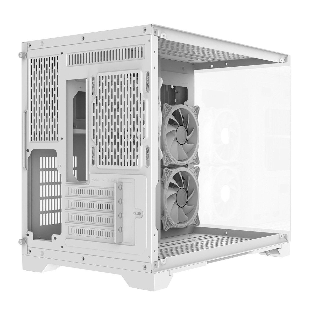 White - CiT - Concept Micro ATX Gaming Cube with TG Front+Side Panels with 3x CiT Tornado Fans - White - 12