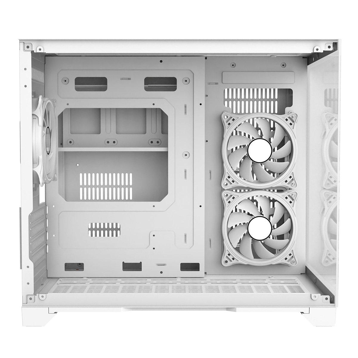 White - CiT - Concept Micro ATX Gaming Cube with TG Front+Side Panels with 3x CiT Tornado Fans - White - 13
