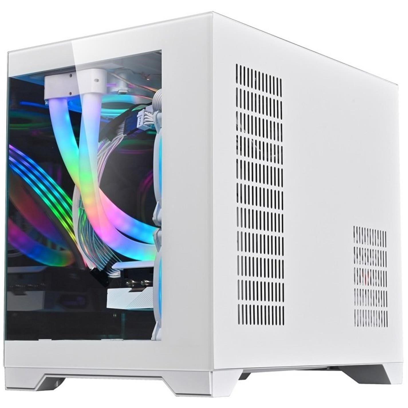 White - CiT - Concept Micro ATX Gaming Cube with TG Front+Side Panels with 3x CiT Tornado Fans - White - 3