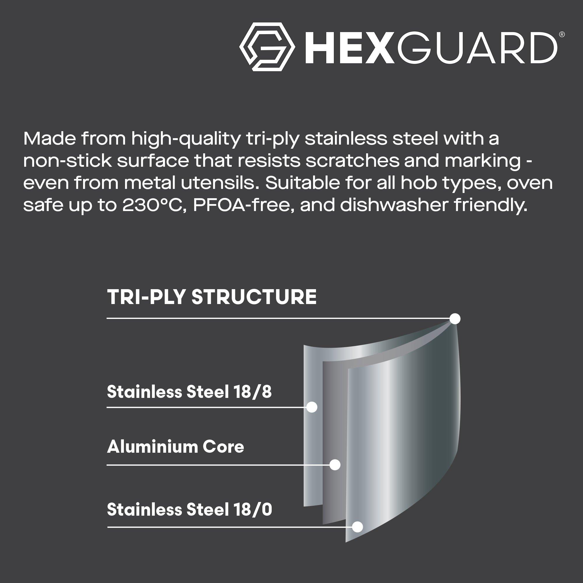 Stainless Steel - Hairy Bikers - HexGuard 28cm Saute Pan with Glass Lid - 5