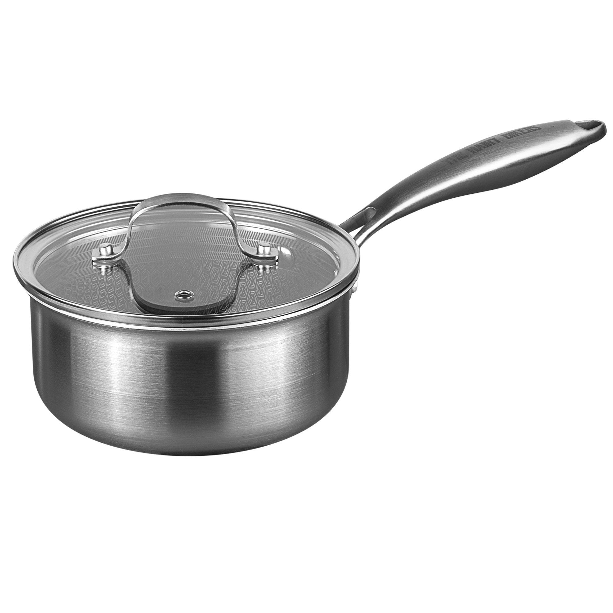 Hairy Bikers  Hexguard Saucepan With Glass Lid - Stainless Steel - 18cm