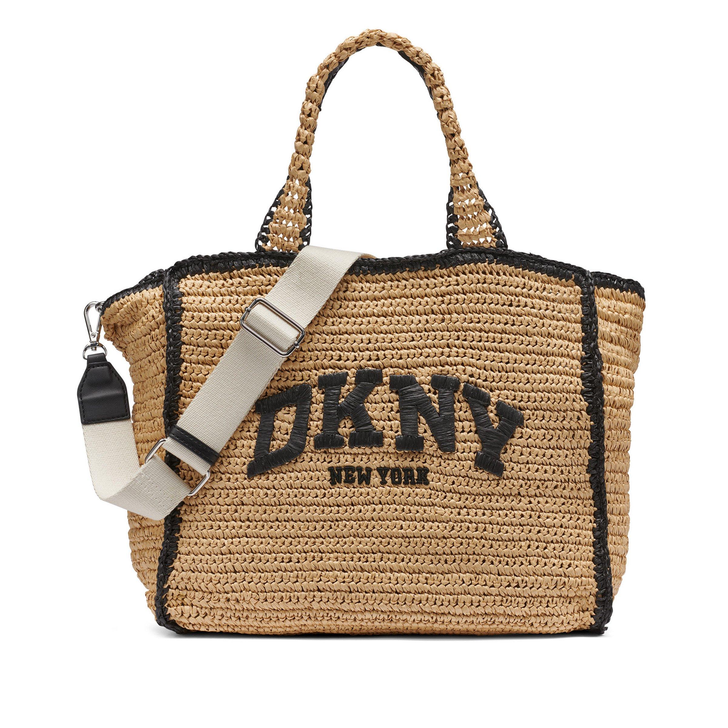 DKNY Women's Straw Bag - Natural/Black