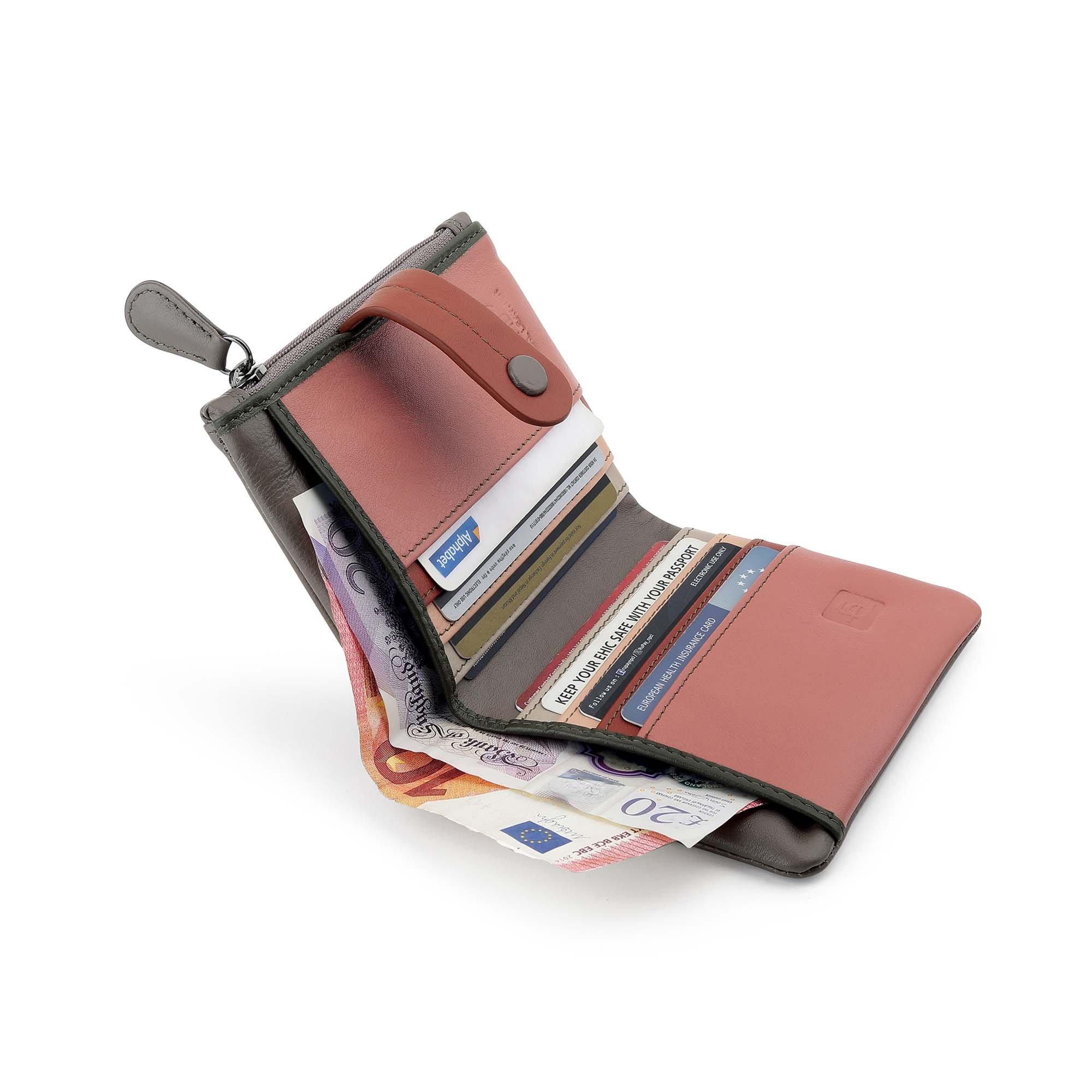 Taupe - PRIMEHIDE Leather - Capri Multicolour Small Soft Purse Camerelle - 5