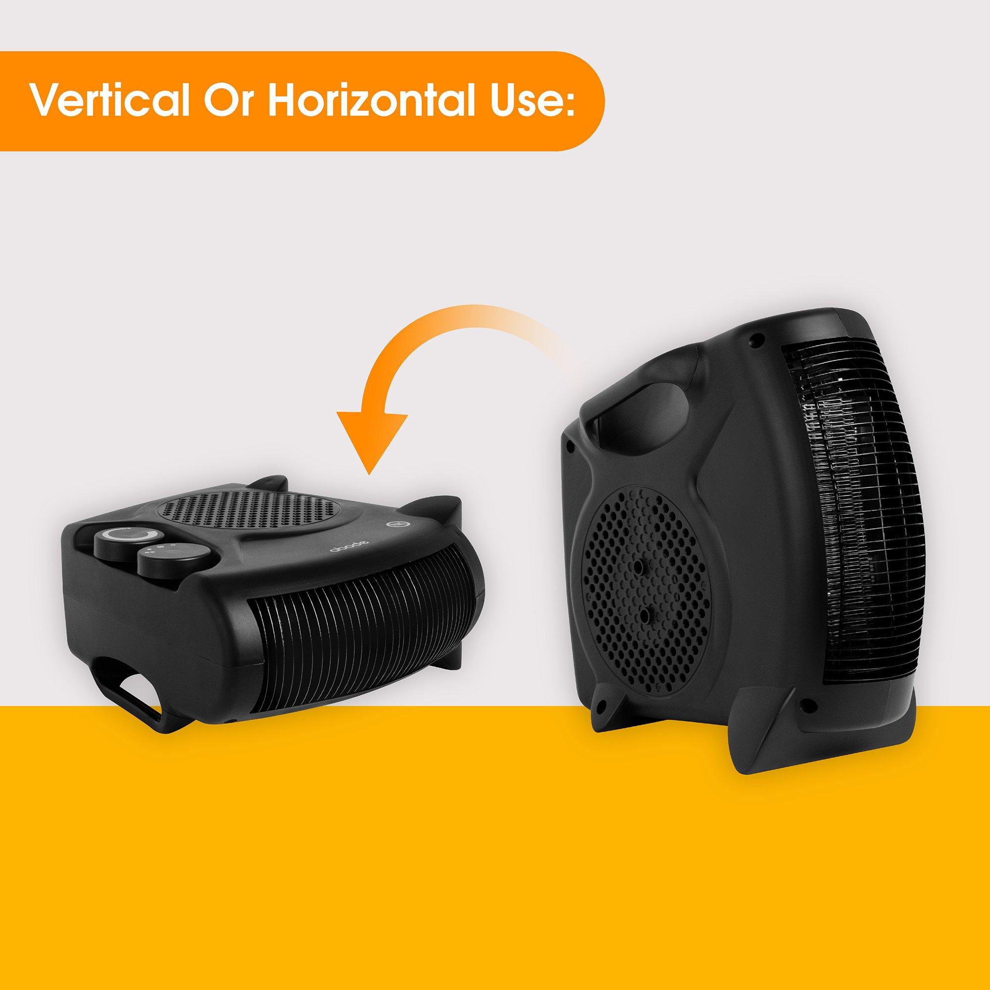 Black - Abode - AFH1001B Horizontal & Vertical Fan Heater in Black - 4