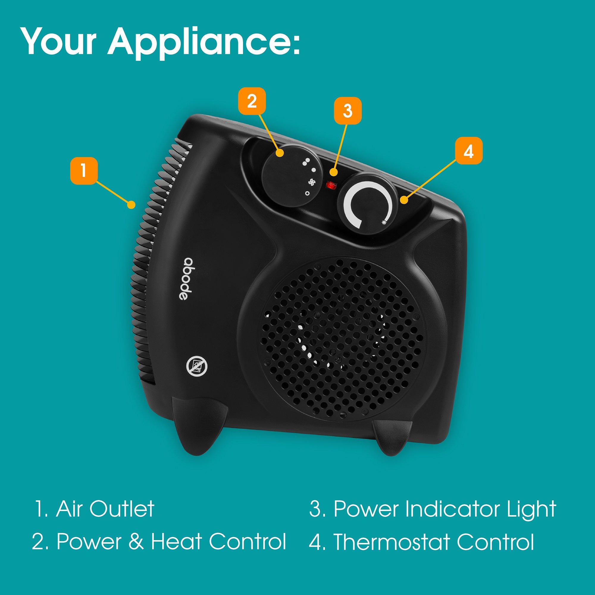 Black - Abode - AFH1001B Horizontal & Vertical Fan Heater in Black - 5