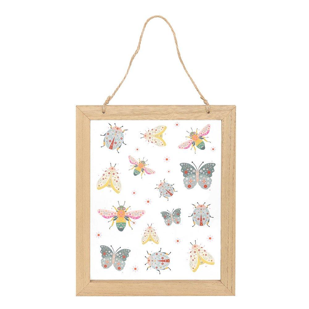 Something Different  Floral Bug Print Glass Wall Hanging - 