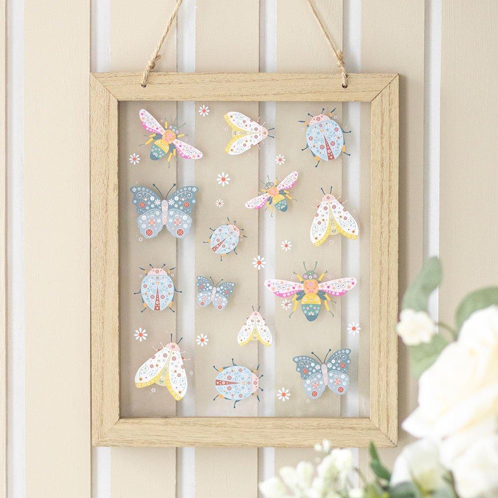 Multi - Something Different - Floral Bug Print Glass Wall Hanging - 4