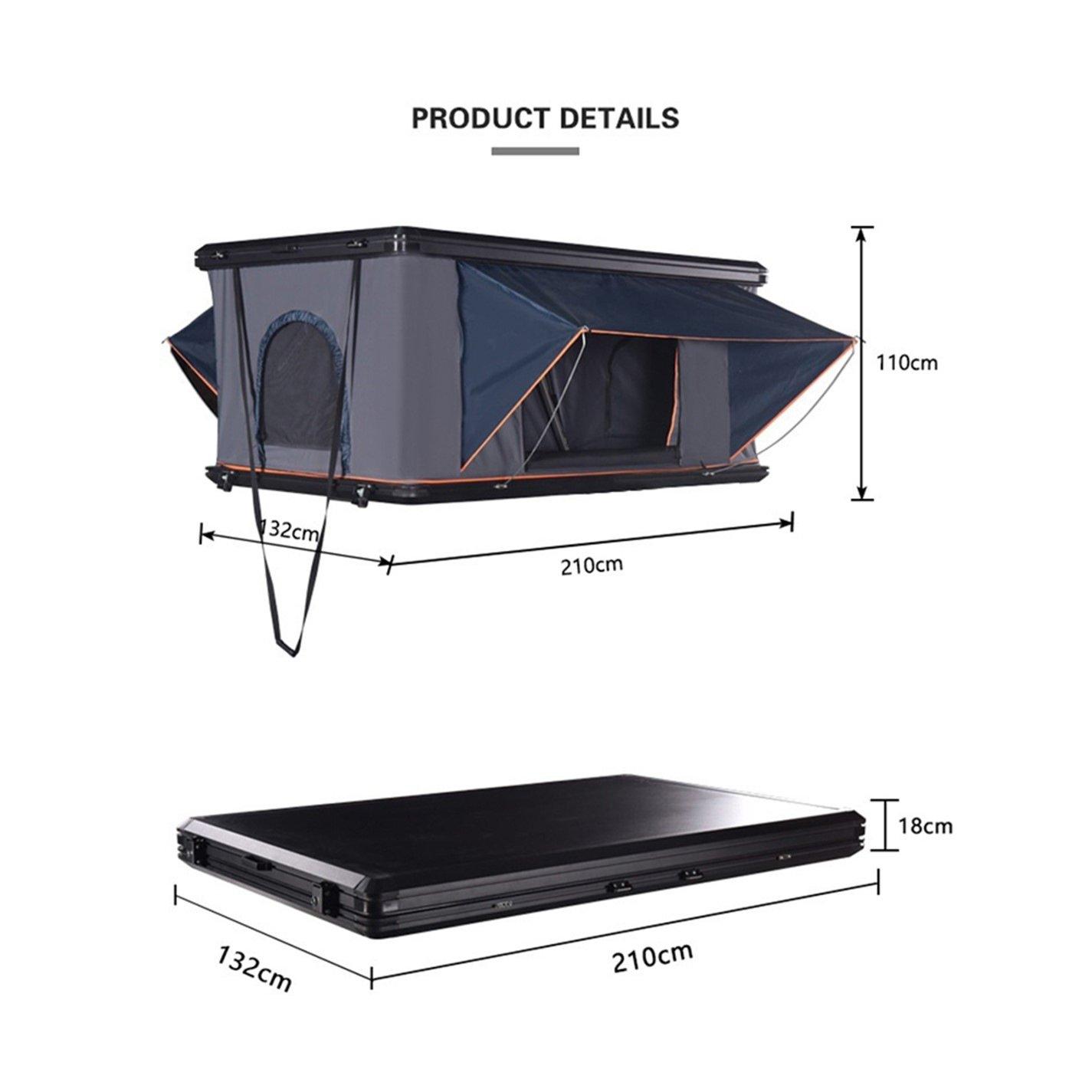 Navy Blue And B - Breeins Camping - Hard Shell Roof Tent for Cars with Retractable Lad - 11