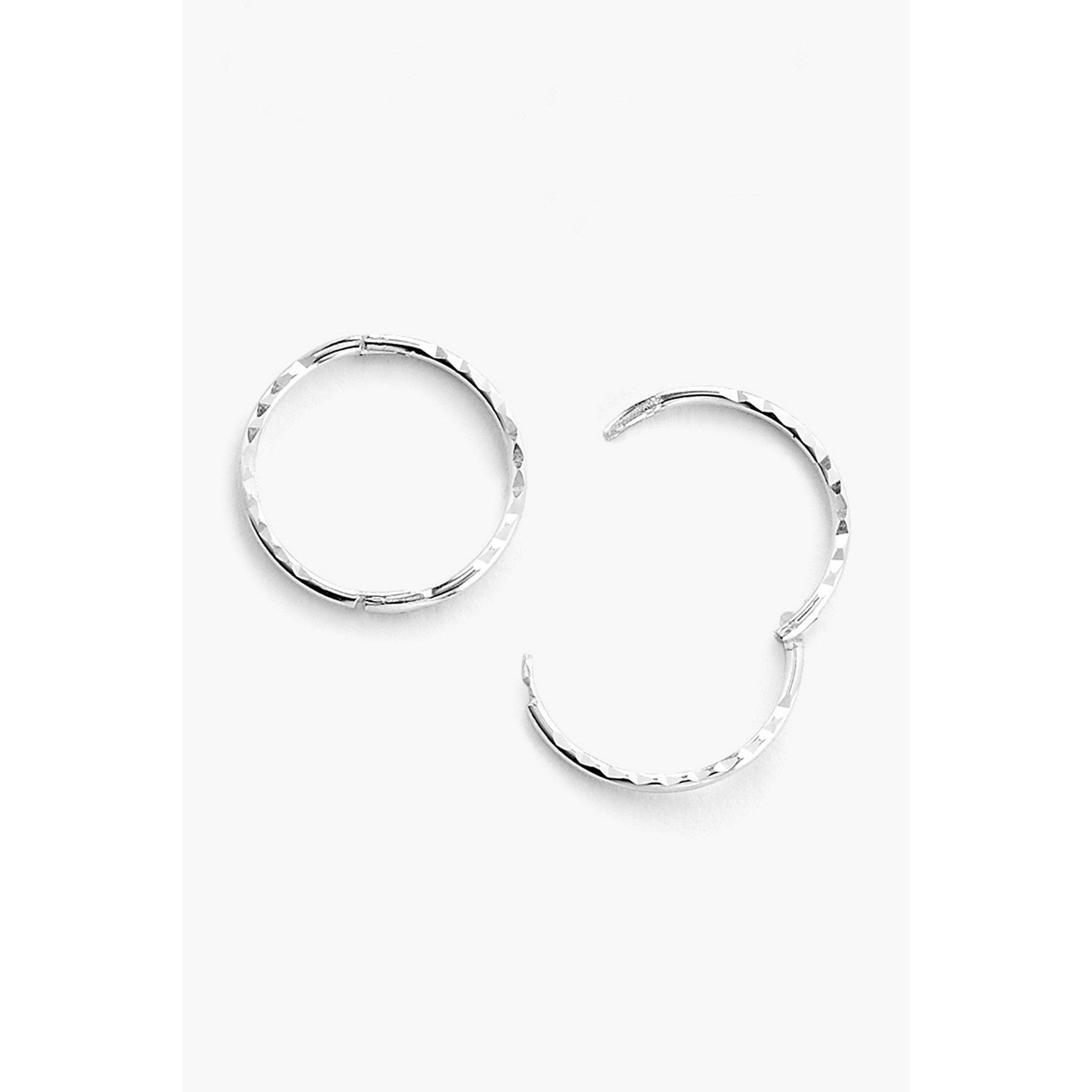Silver - Be You - Sterling Silver Diamond 13mm Hoop Earrings