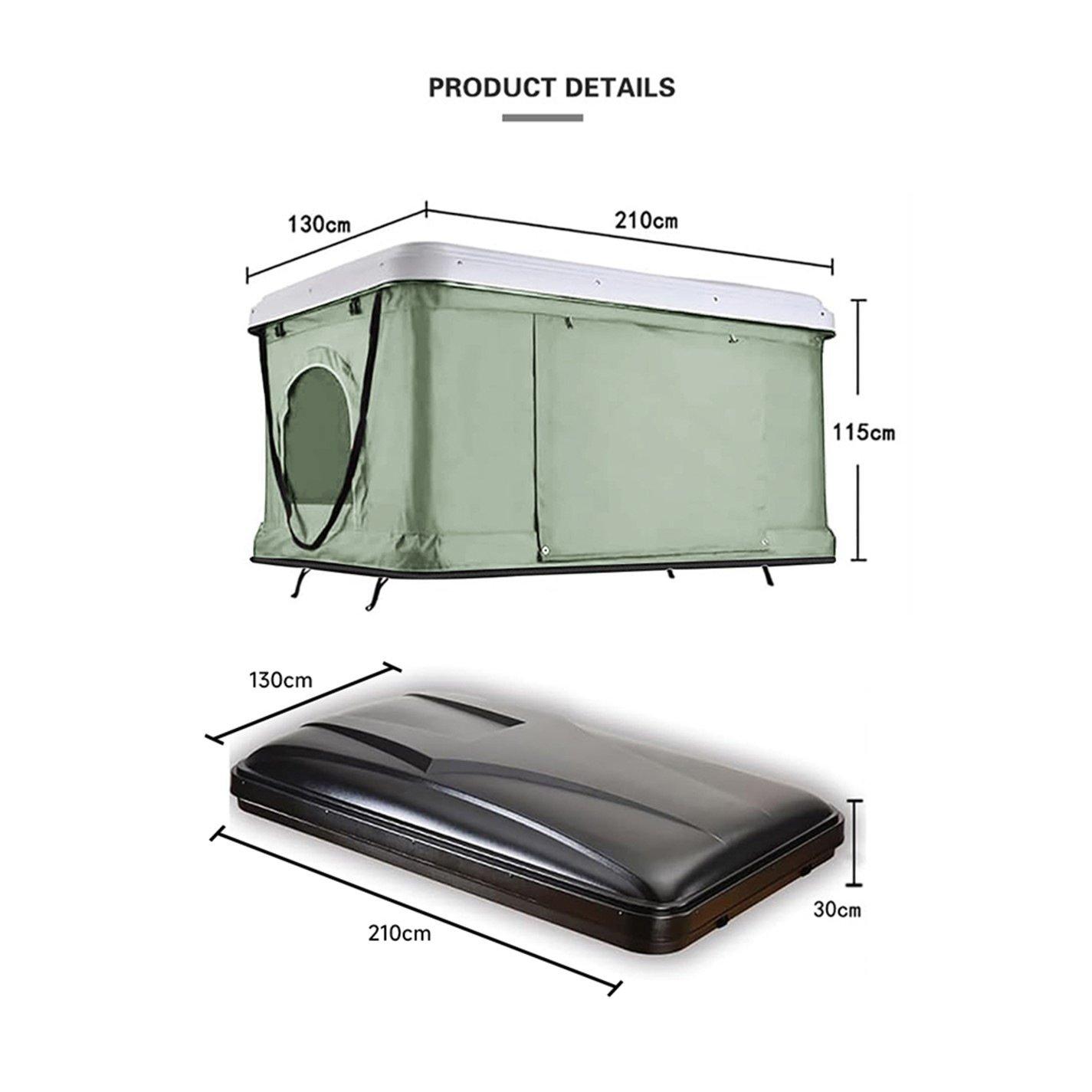 Black And Green - Breeins Camping - Hard Shell Roof Tent for Cars - 14