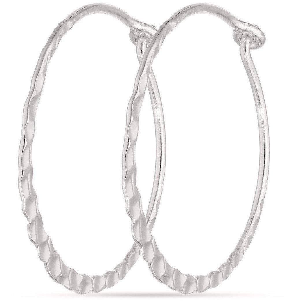 Silver - Be You - Sterling Silver Hammered 25mm Hoop Earrings