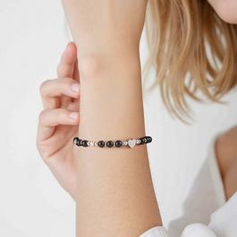 SHEONLY Stainless Steel Beaded Adjustable Heart Bracelet