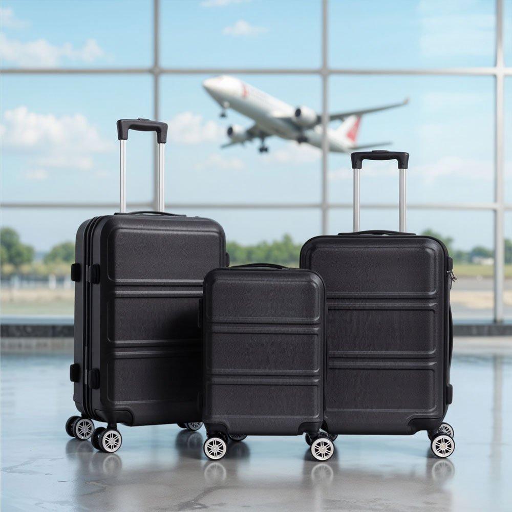 Black - SHEONLY - 3PCS Lockable Travel Suitcase Set - 2