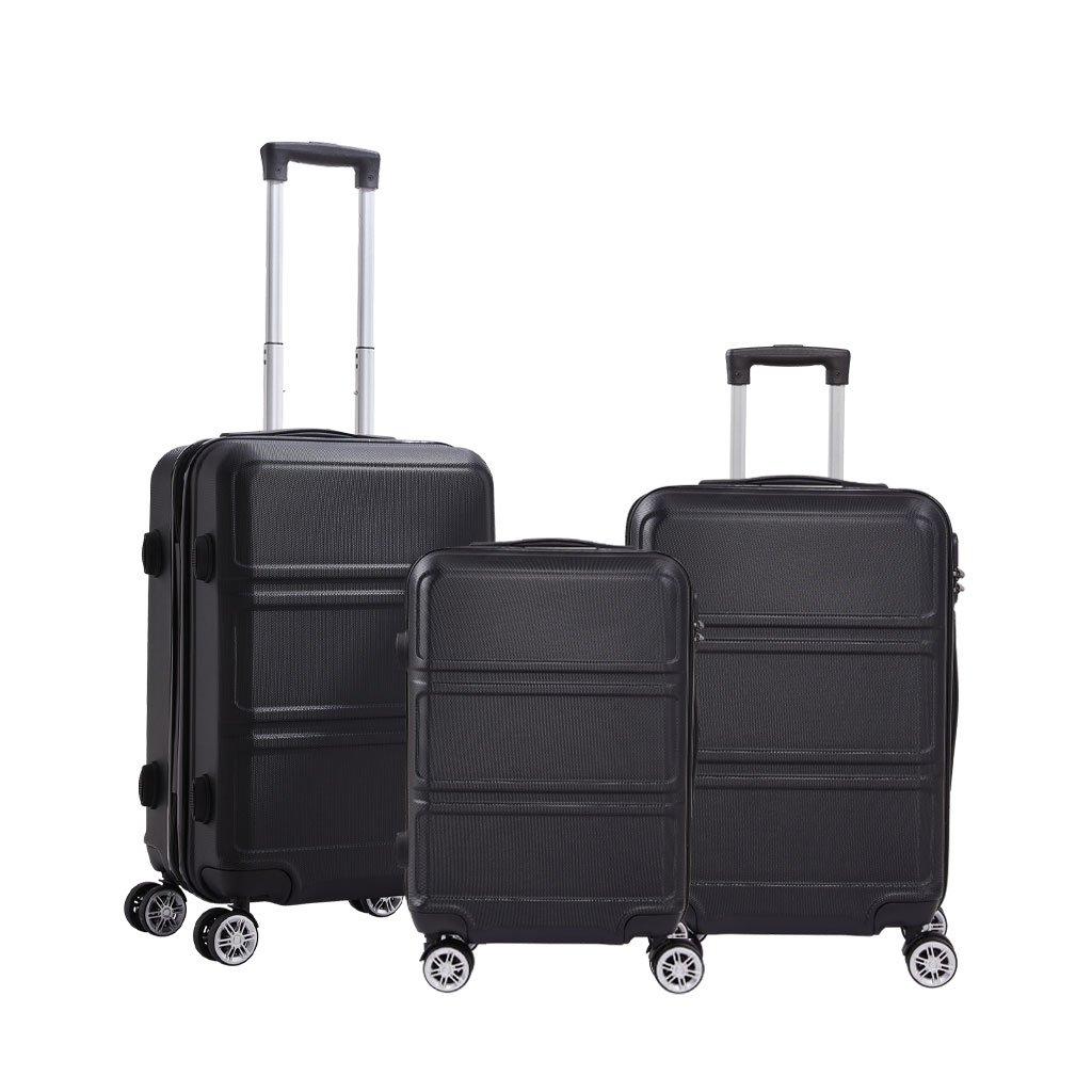 Black - SHEONLY - 3PCS Lockable Travel Suitcase Set - 3