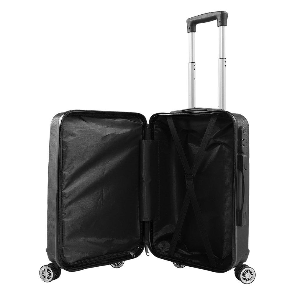 Black - SHEONLY - 3PCS Lockable Travel Suitcase Set - 7