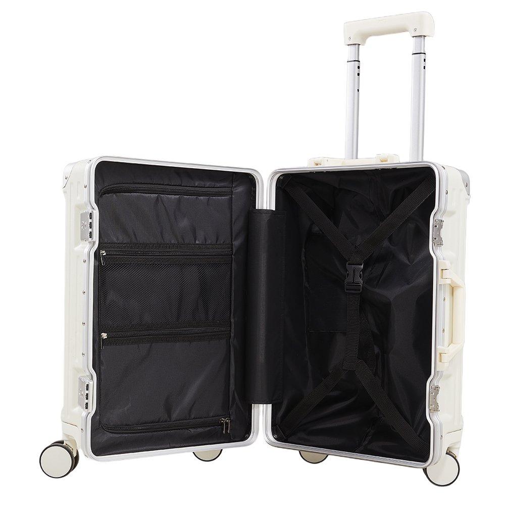 White - SHEONLY - 20 Inch Suitcase with Lock and USB Charging Port - 2